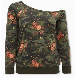 Torrid Camo Off Shoulder Sweater